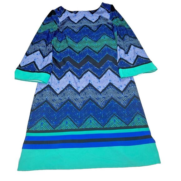 Eliza J‎ Shift Dress NWT Size 8 Bell sleeves Chevron Retro - Picture 4 of 13